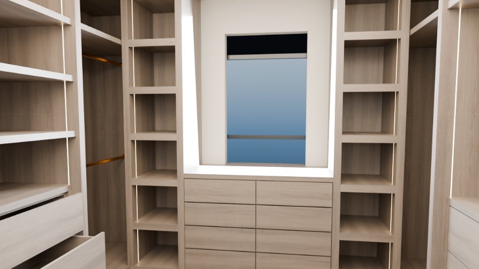 Design render of the fitted oak dressing-room project