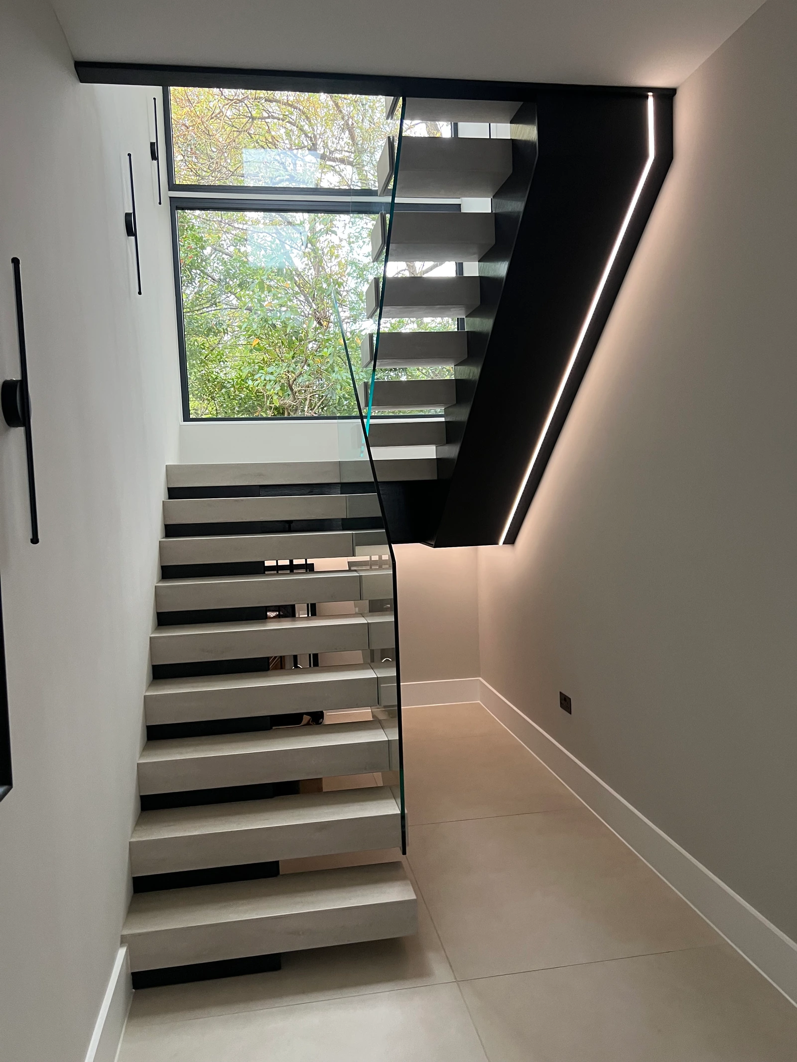 Finished staircase photograph from a similar lower-approach angle.