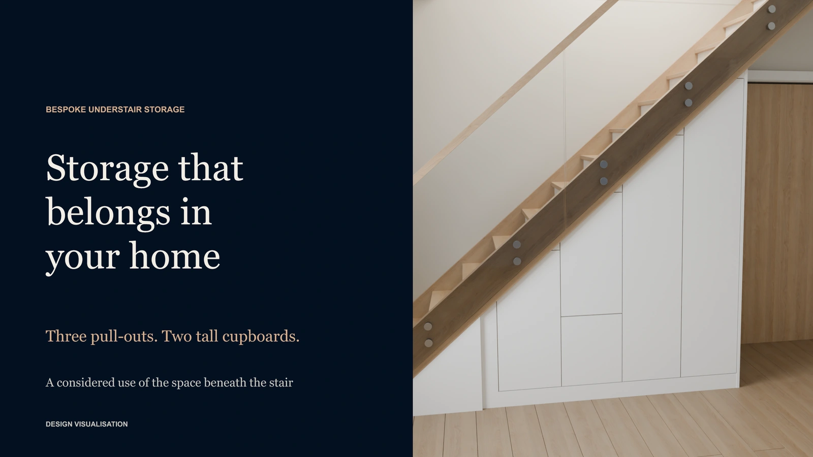 Design presentation page 1: Bespoke understair storage