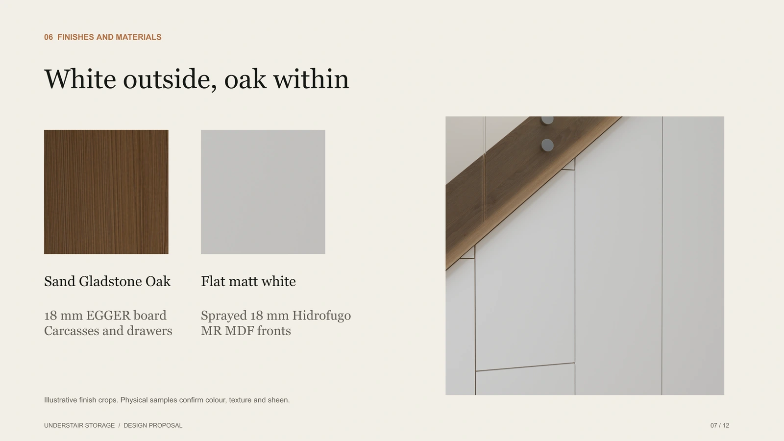 Design presentation page 7: Finishes and materials