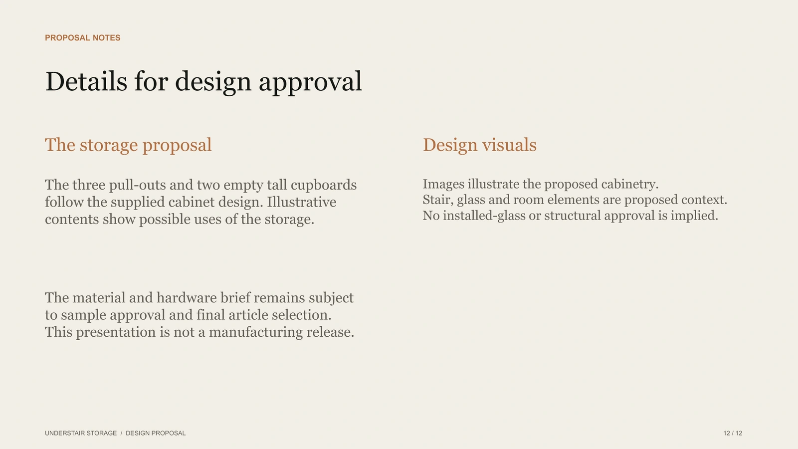 Design presentation page 12: Proposal notes
